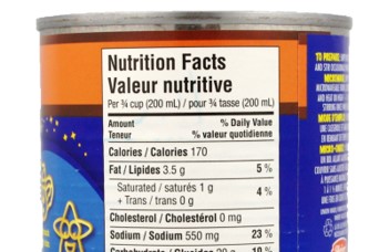 Nutrition labels on pre-packaged foods
